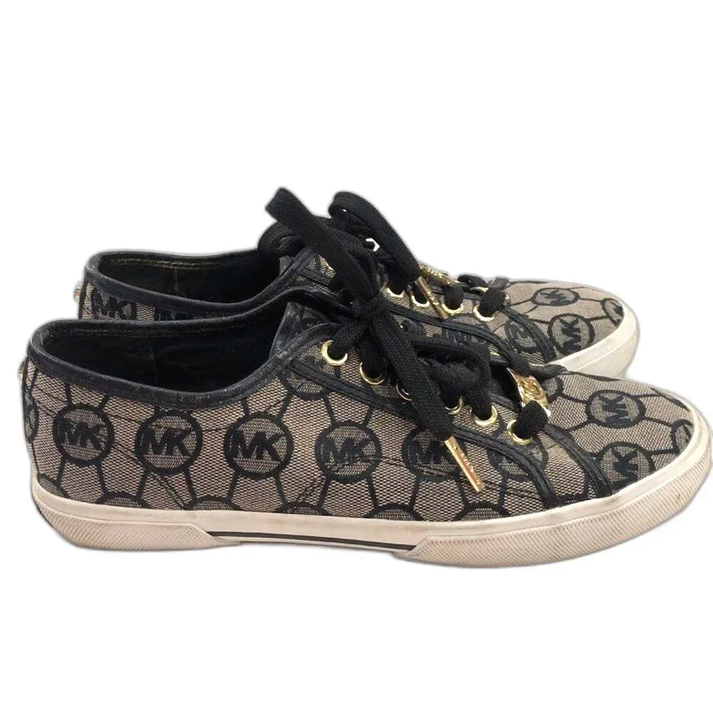 Michael Kors Black Monogram Canvas Sneakers - Size 6.5